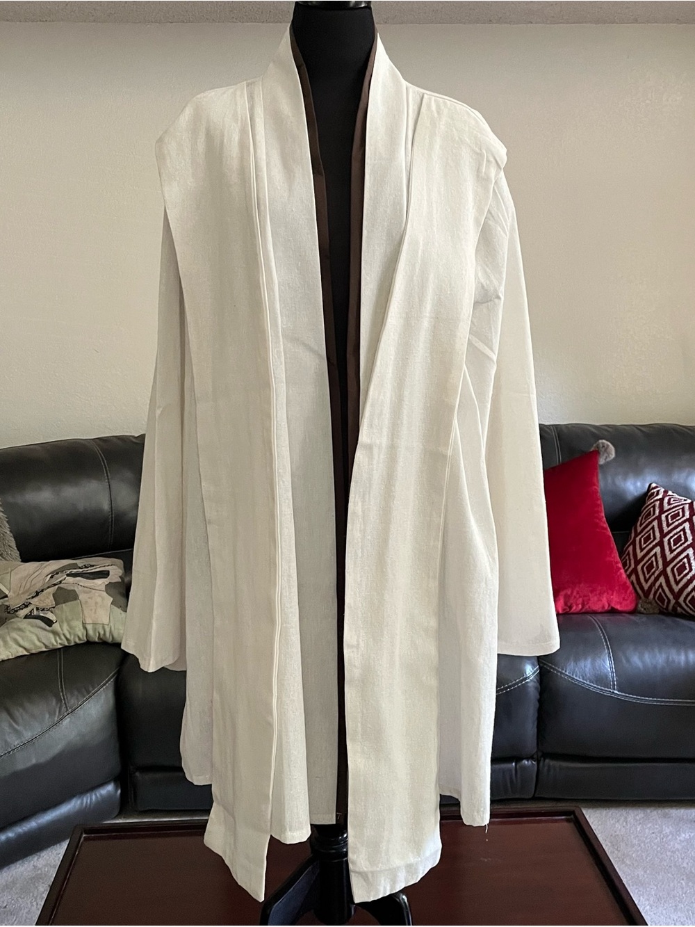 Linen style White Open-Front Men's Cape worn on Starwars XXXL